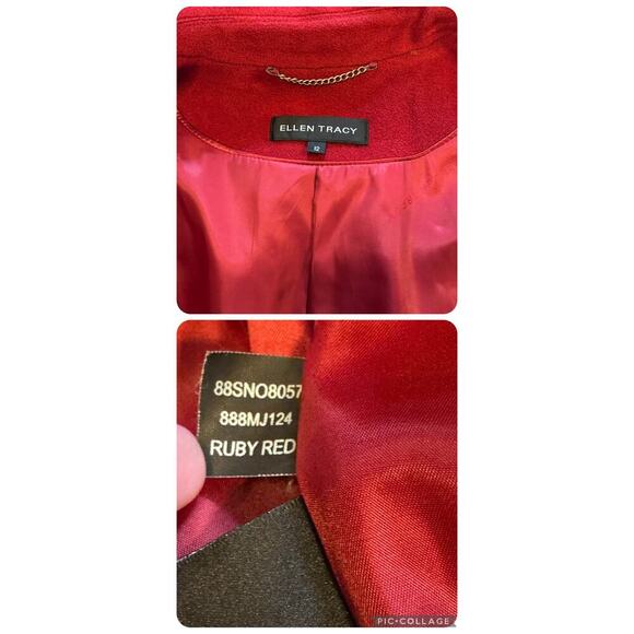 Ellen Tracy Long Button Down Belted Peacoat Trenchcoat Wool/Angora blend Size 12 - Picture 5 of 15